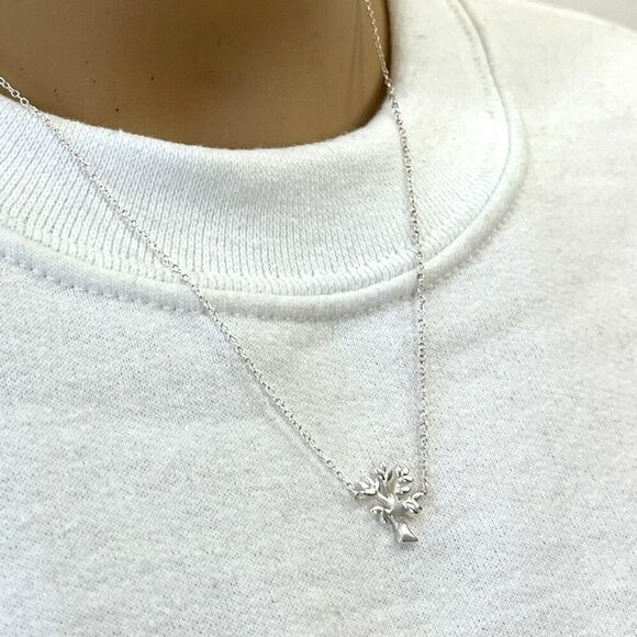 Kohl's Tree of Life Necklace Sterling Silver Charm 1mm Trace Chain 18in Long - Picture 10 of 14